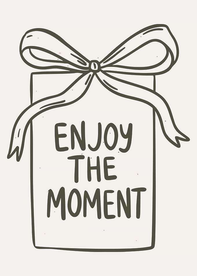 Enjoy The Moment Gift Box Minimalist Poster Art Beige Aesthetic Wall Decor