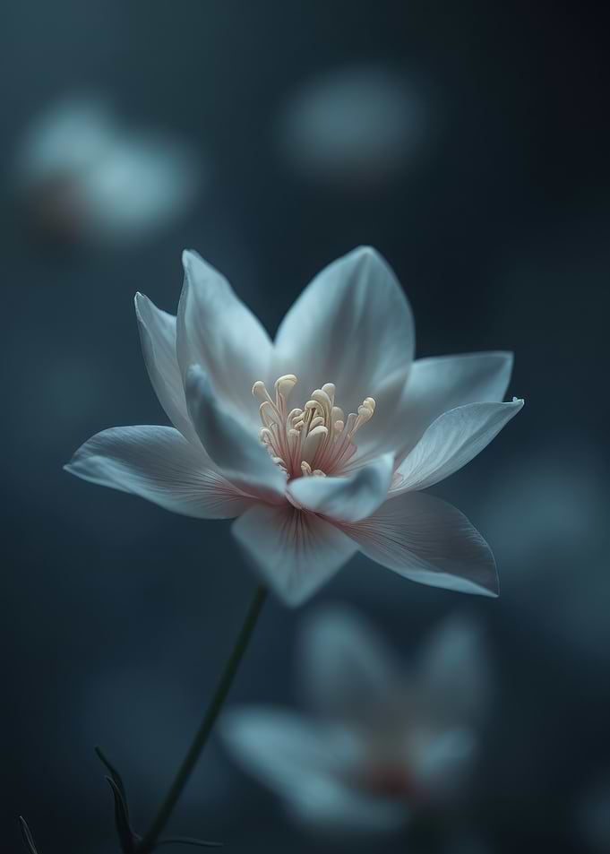 Delicate White Flower with Pink Accents