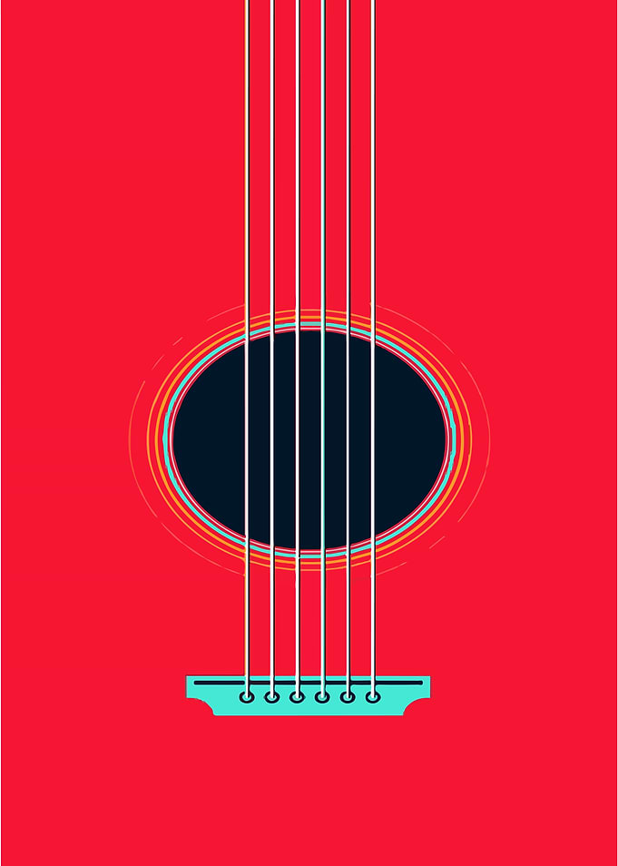Close-up of a Red Acoustic Guitar