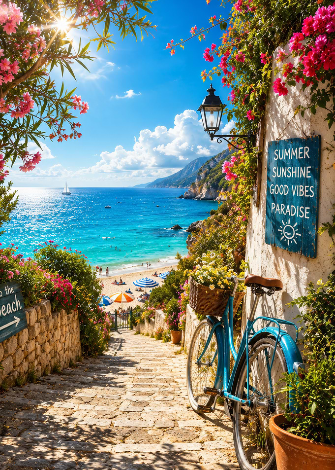 Idyllic Mediterranean Stairway to the Beach