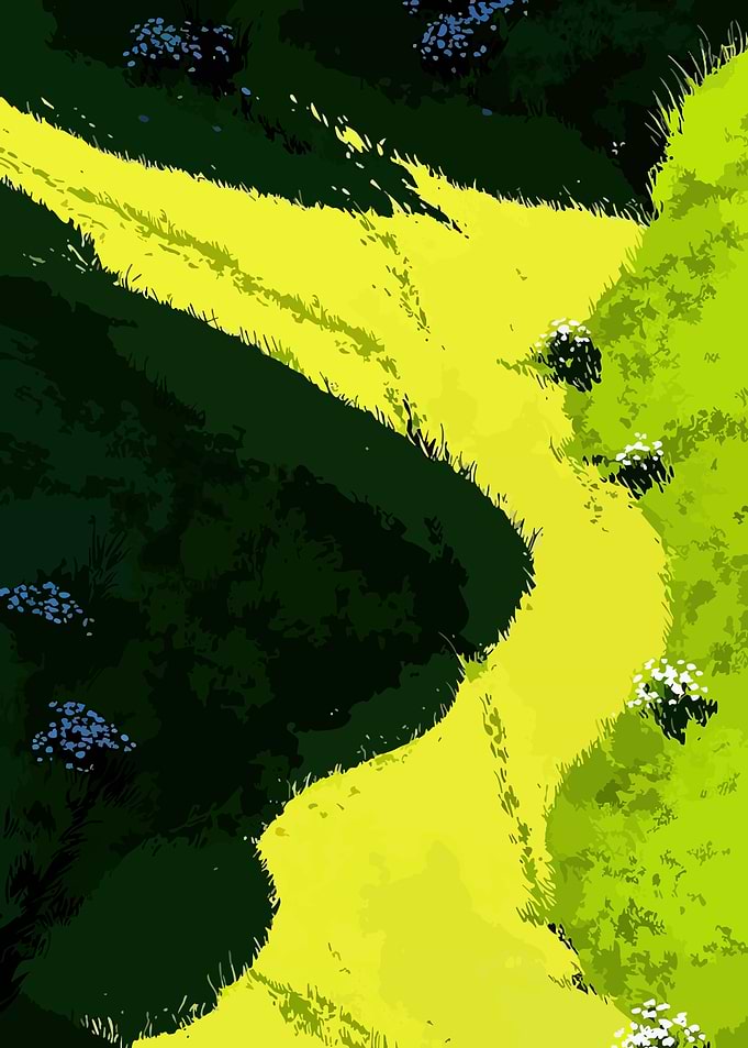 Sunlit Path Through Lush Greenery