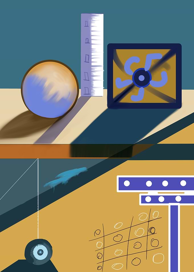 Abstract Still Life with Geometric Shapes