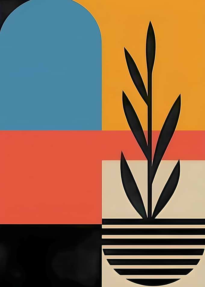 Abstract Geometric Plant Art