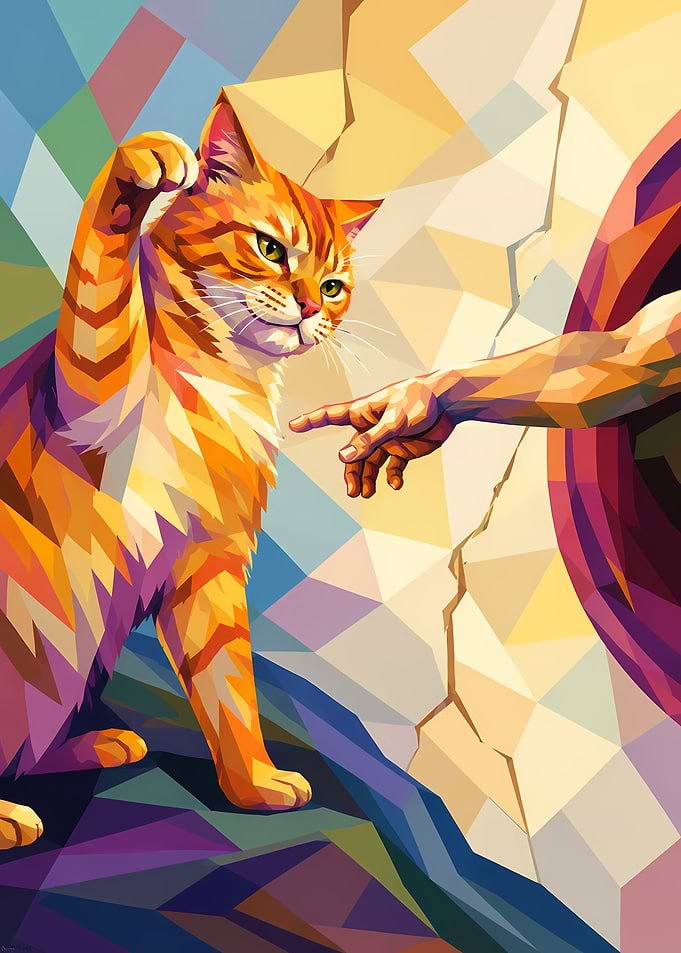 Cat and Hand Creation of Adam