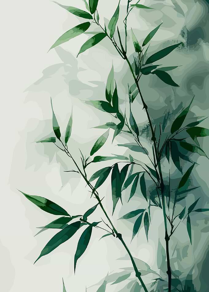 Bamboo Leaves in Watercolor