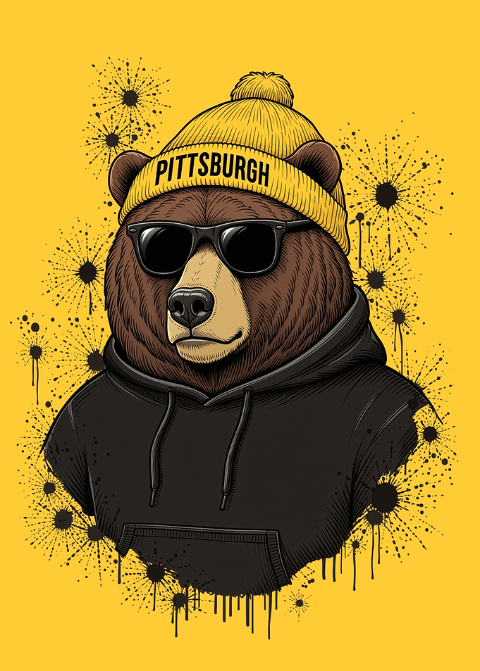 Cool Bear Wearing Pittsburgh Beanie