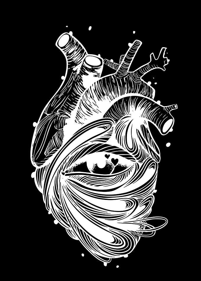 Stylized Anatomical Heart with Eye
