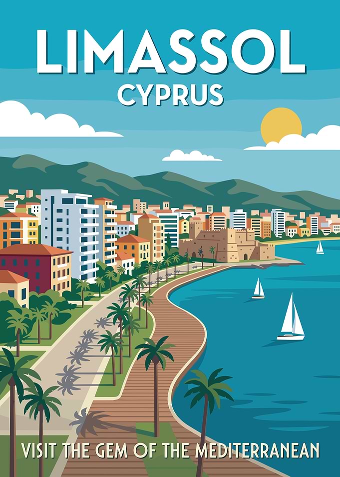 Limassol Cyprus Travel Poster