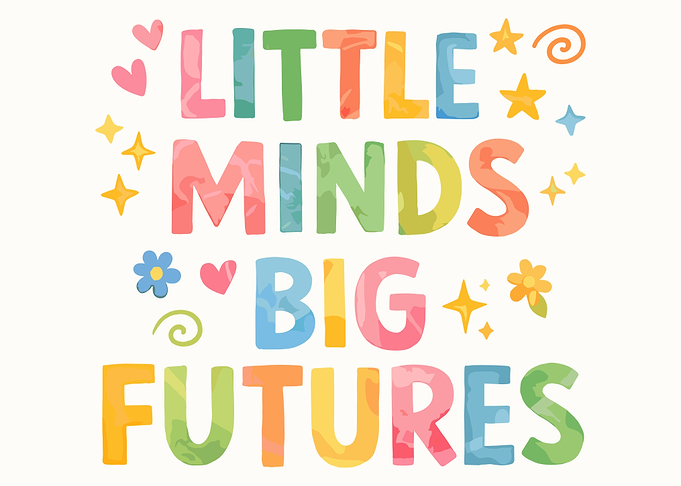 Little Minds Big Futures Colorful Typography Poster | Watercolor Kids Wall Art