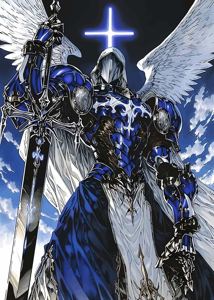 Angelic Warrior with Glowing Cross