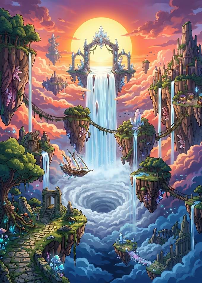 Fantasy Floating Islands Landscape
