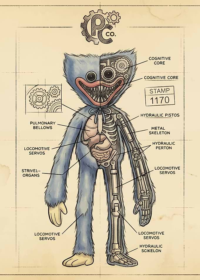 Huggy Wuggy Anatomy Blueprint
