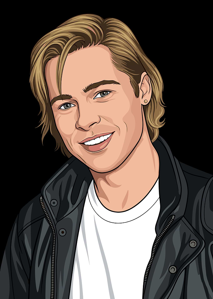 Cartoon portrait of Brad Pitt
