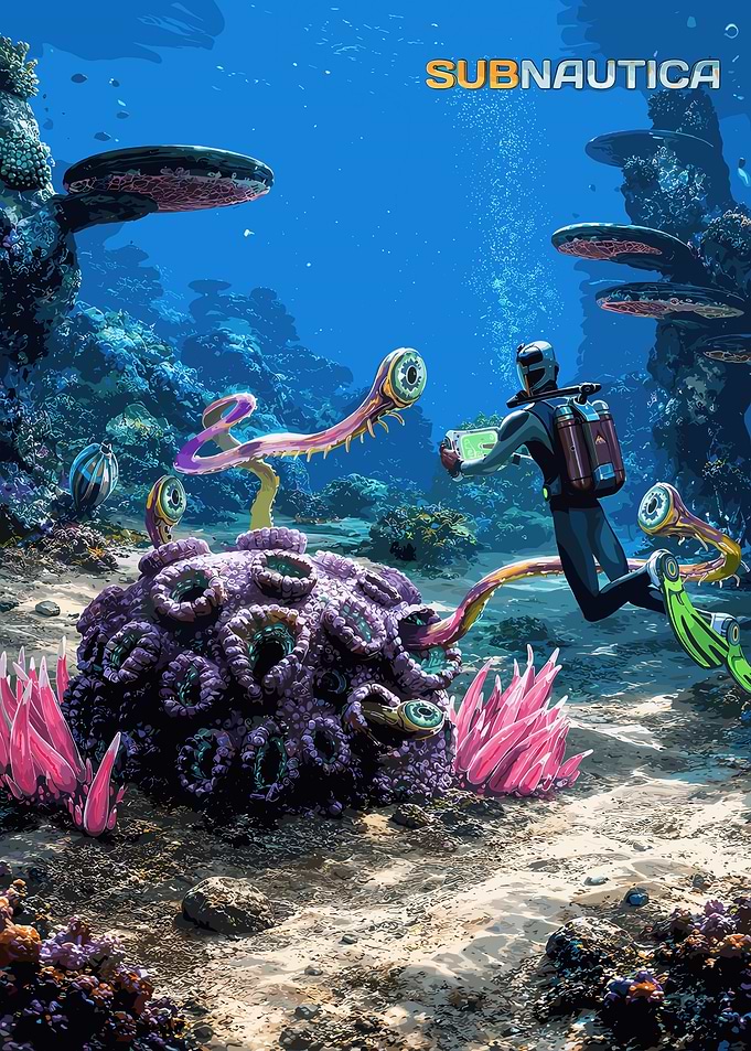 Subnautica Diver Exploring Alien Ocean