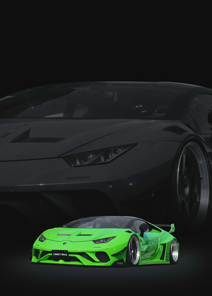 Lime Green Lamborghini aventador LBWK