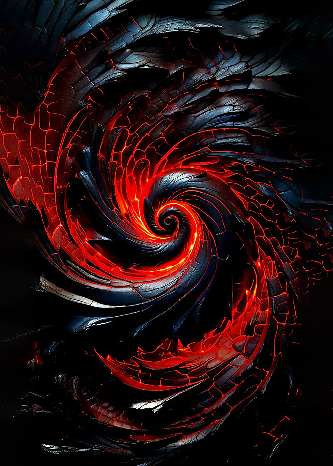 Fiery Vortex Abstract Art