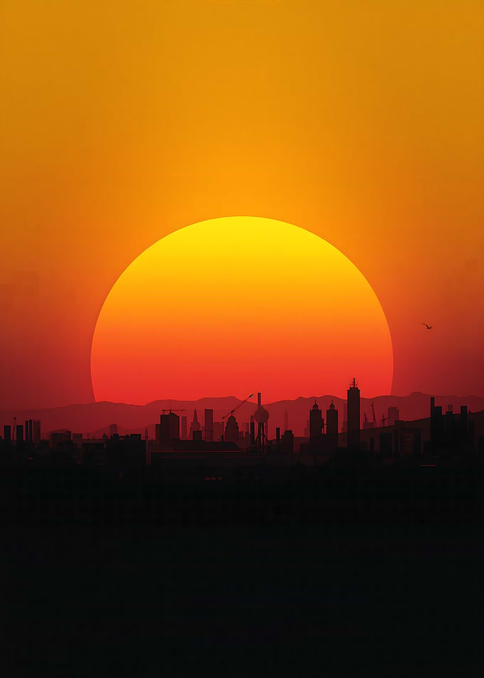 Sunset over a City Skyline