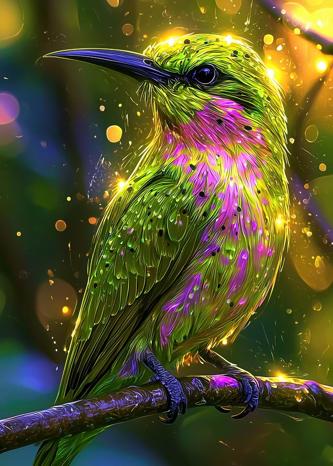Vibrant Hummingbird with Glittering Feathers