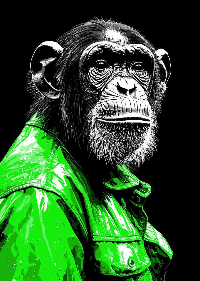 Chimpanzee in a Green Jacket