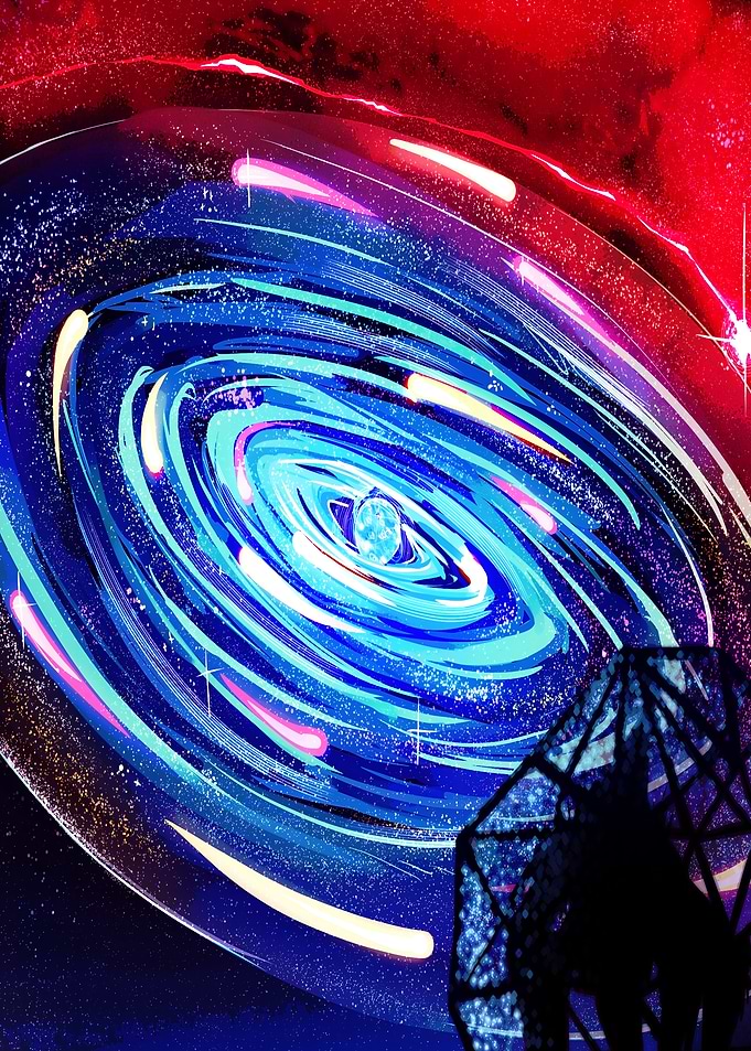 Cosmic Swirl with Celestial Body