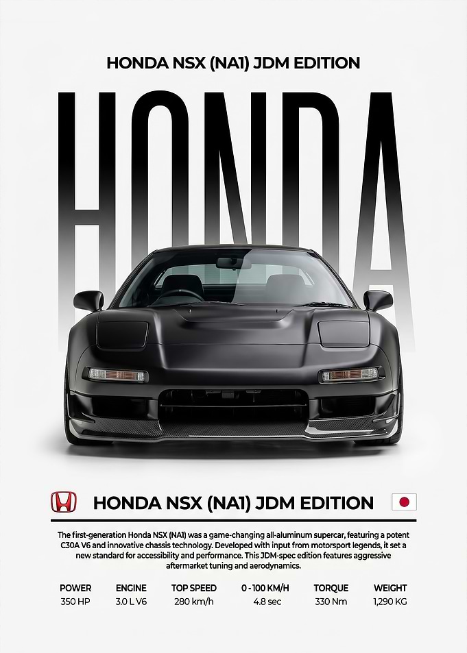 black sleek honda nsx car Poster