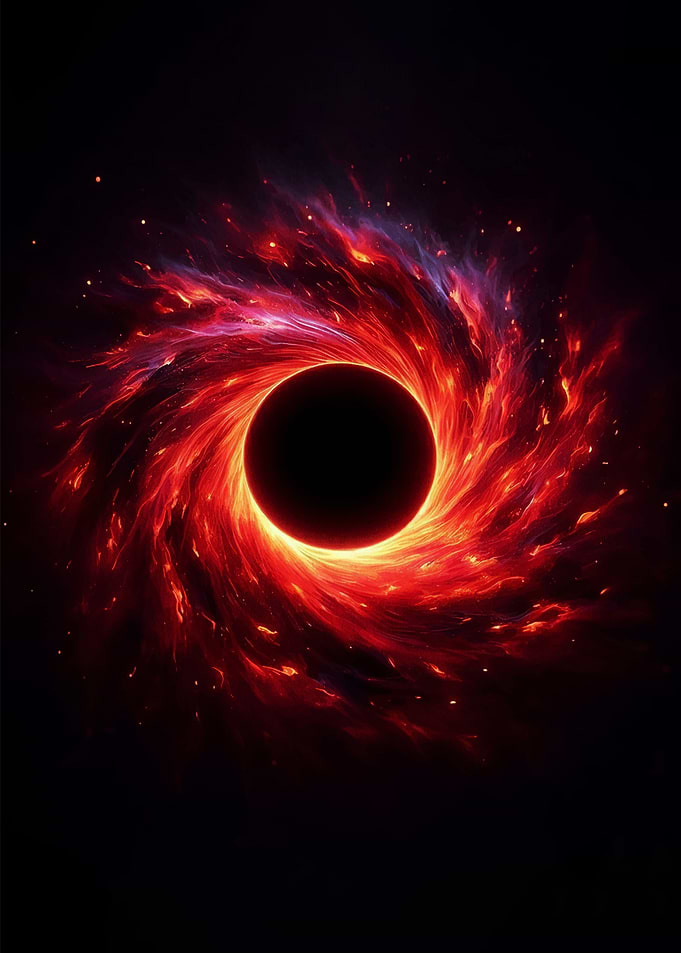 Black Hole with Fiery Nebula