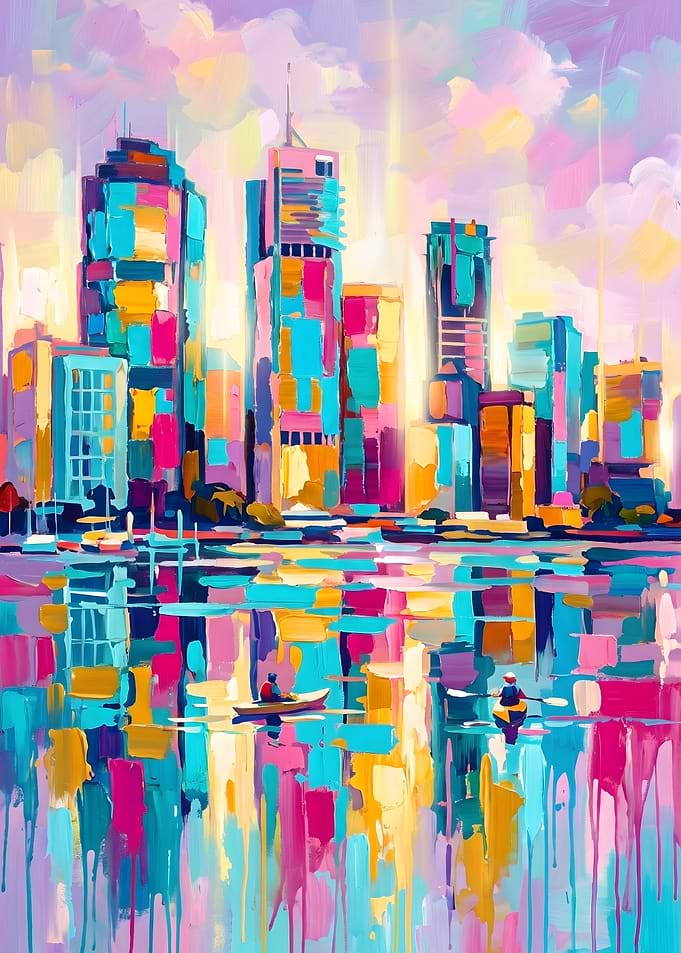 Colorful Abstract City Skyline