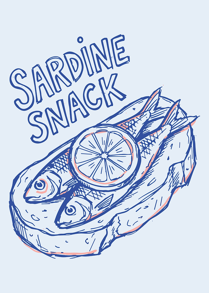 Sardine Snack Sketch Poster - Rustic Seafood Kitchen Wall Art Print