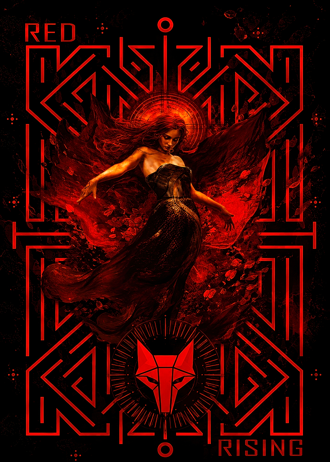Red Rising Wolf and Woman