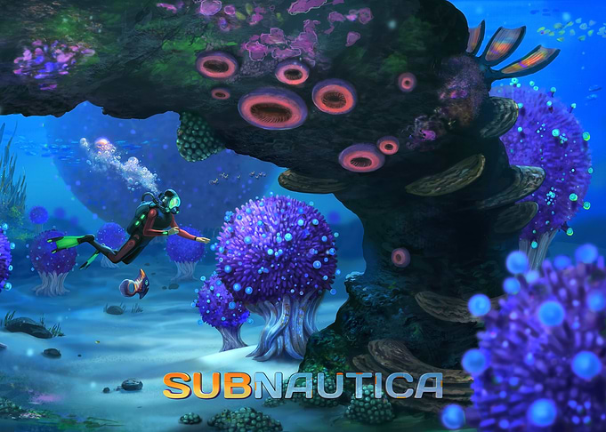 Subnautica Underwater Scene with Diver