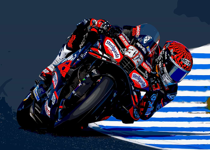 Motorcycle Racer Leaning into a Turn