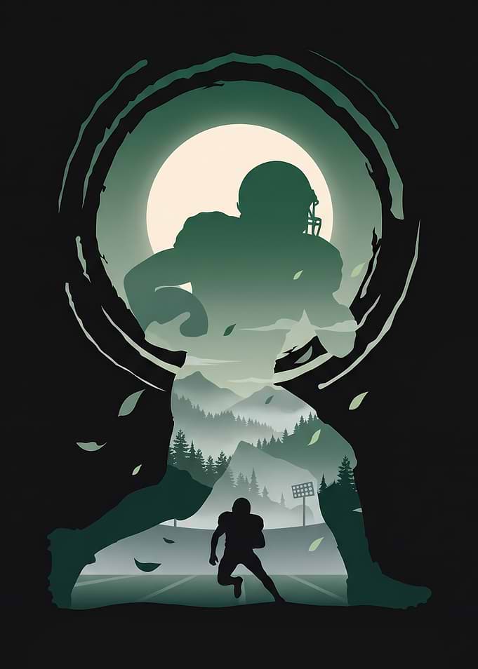 American Football Player Silhouette Landscape