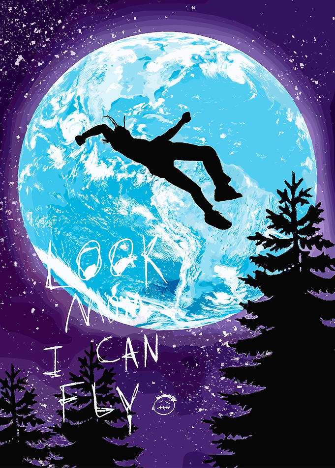 Travis Scott Man falling in front of Earth