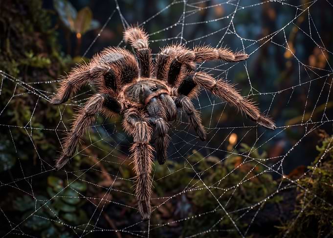 Tarantula on a Dewy Web