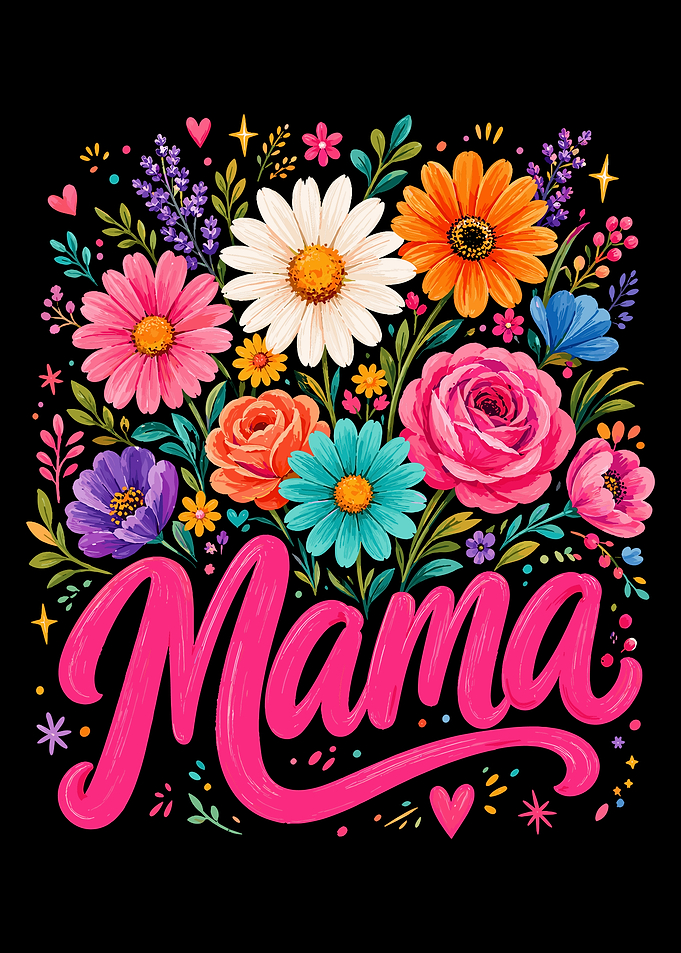 Colorful Mama Floral Wall Art Poster | Vibrant Botanical Typography Displate