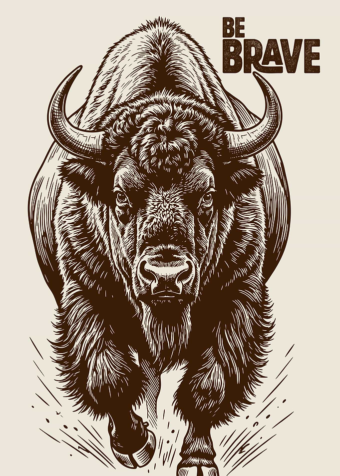 Brave Bison Charging Forward
