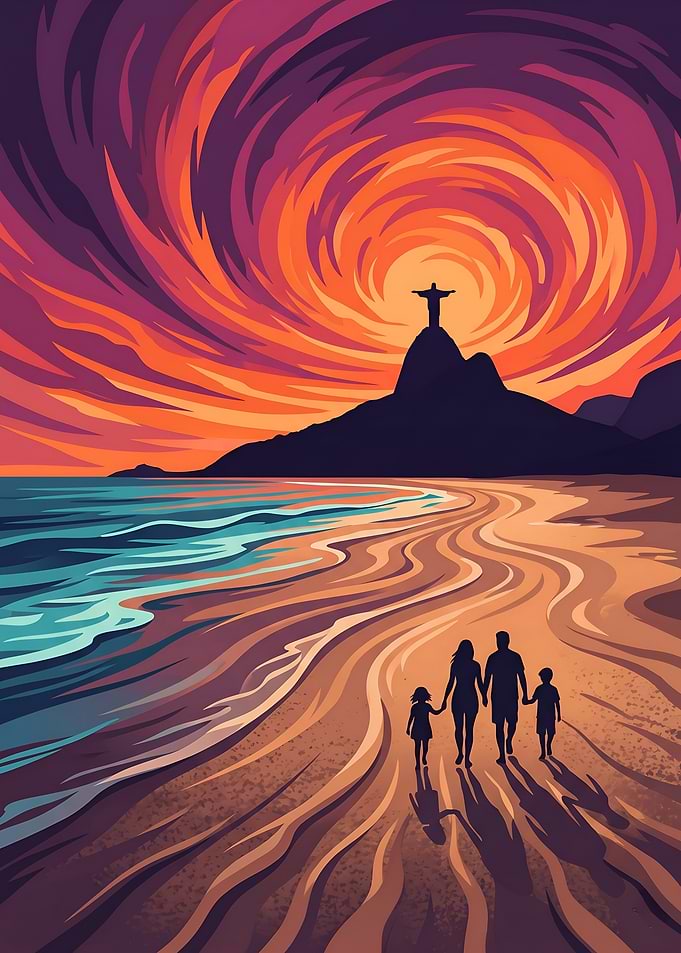 Sunset Family Stroll in Rio de Janeiro