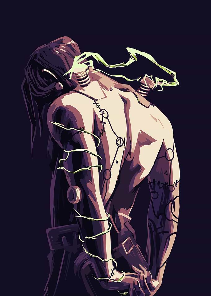 Deadlock Cyberpunk character with glowing energy