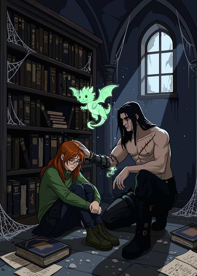Deadlock Man comforts sad girl with dragon