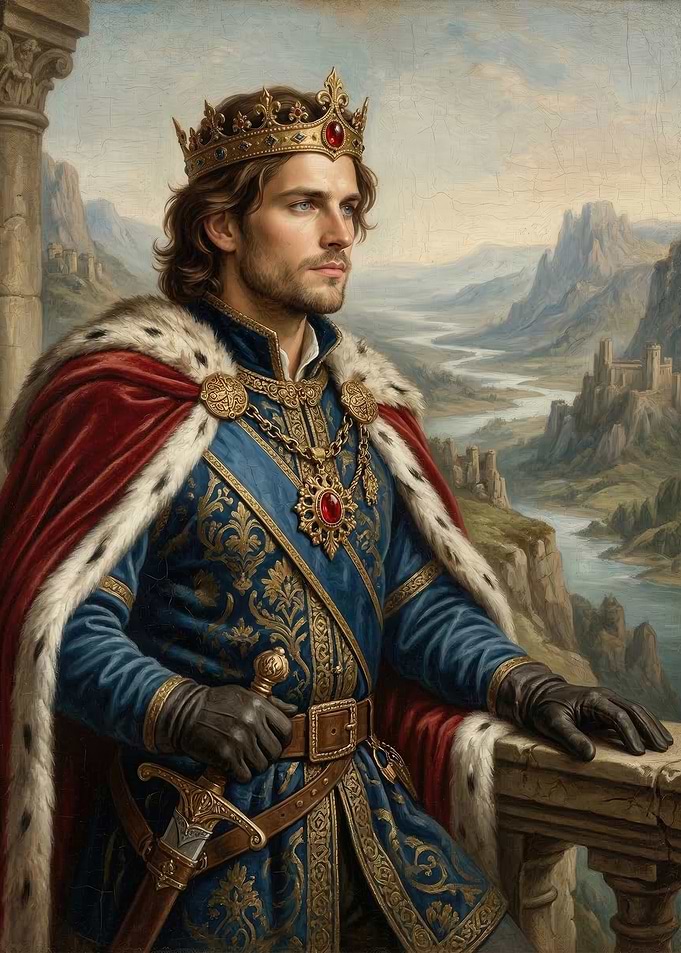 Regal King in a Majestic Landscape