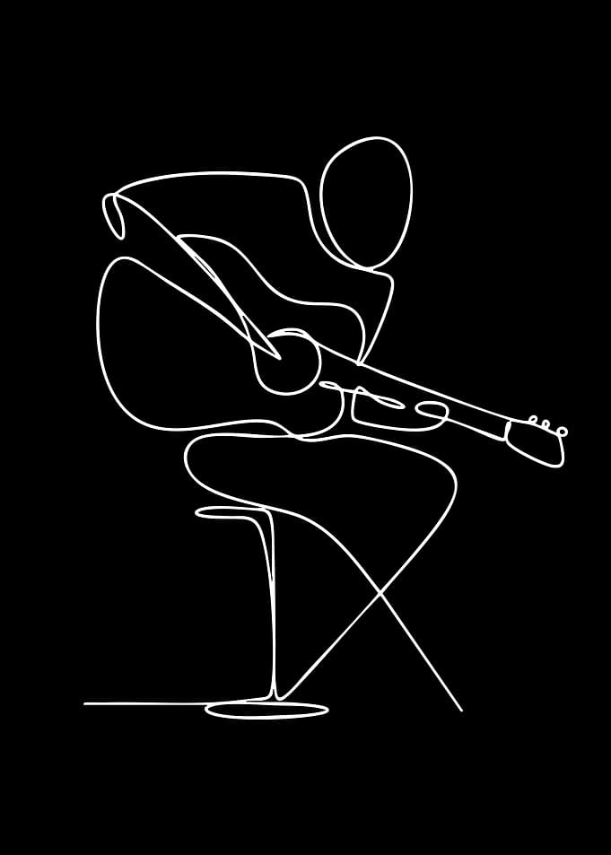 Minimalist Guitarist Line Art