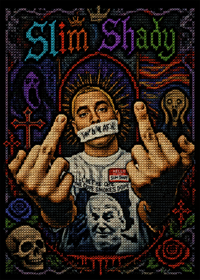 Slim Shady Eminem Cross Stitch Art