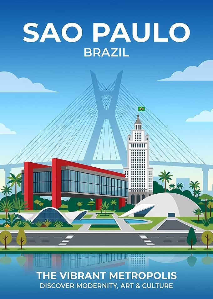 Sao Paulo Brazil Cityscape Poster