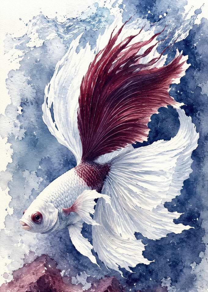 Betta Fish Watercolor Painting