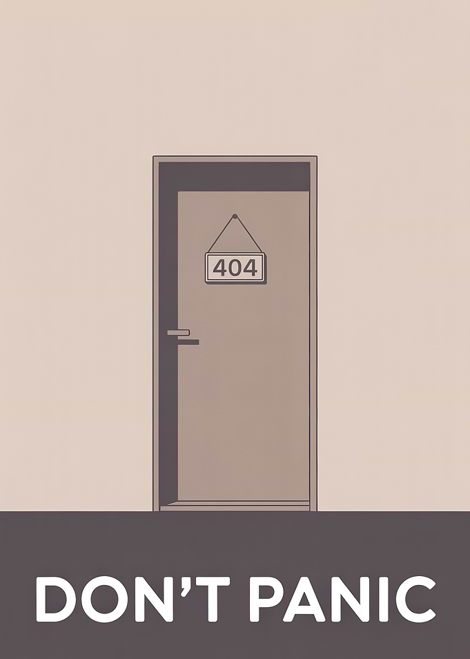 404 Door 'Don't Panic'