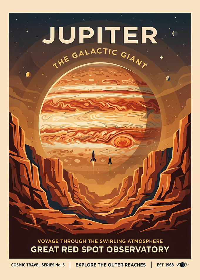 Jupiter Galactic Giant Retro Poster