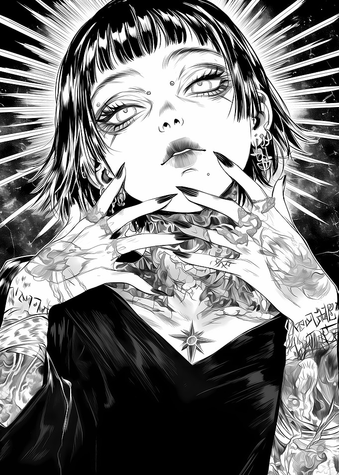 Gothic Woman with Tattoos