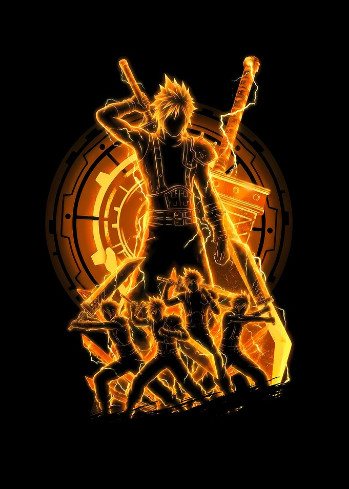 Cloud Strife and Warriors from Final Fantasy VII