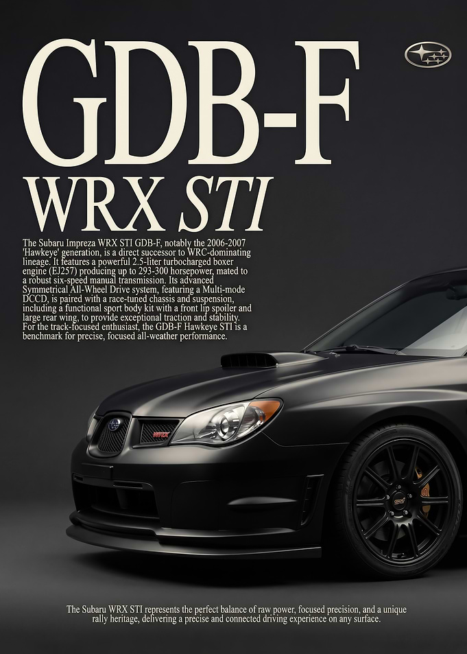 striking black subaru impreza wrx sti car poster