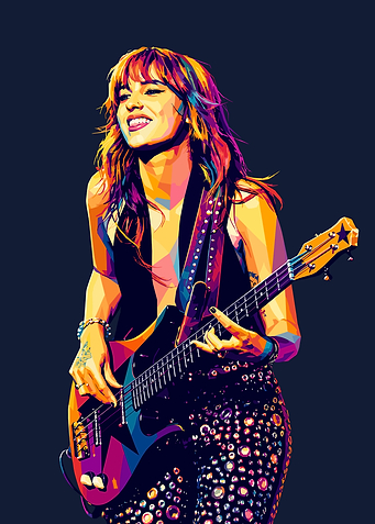 Woman playing bass guitar